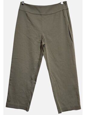 Chicos Cropped Pants‎ Womens Size 0 Olive Green Cotton Blend Stretchy Side Zip